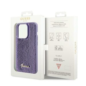 Guess GUHCP13XPSFDGSU Apple iPhone 13 Pro Max 6.7" violetinės spalvos kietas dėklas Sequin Script Metal - Image 8