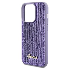 Guess GUHCP14LPSFDGSU Apple iPhone 14 Pro 6.1" violetinės spalvos kietas dėklas Sequin Script Metal - Image 6