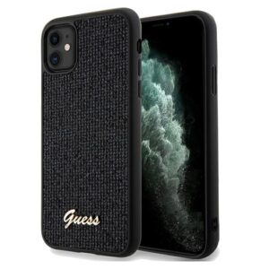 Guess GUHCN61PMSDGSK Apple iPhone 11 / Xr 6.1" juodos spalvos kietas dėklas Disco Metal Script