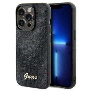 Guess GUHCP14XPMSDGSK Apple iPhone 14 Pro Max 6.7" juodos spalvos kietas dėklas Disco Metal Script
