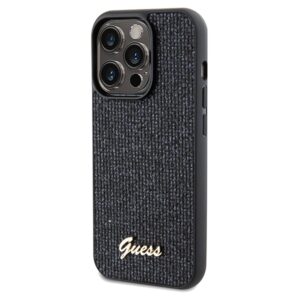 Guess GUHCP14XPMSDGSK Apple iPhone 14 Pro Max 6.7" juodos spalvos kietas dėklas Disco Metal Script - Image 2