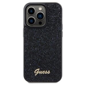 Guess GUHCP14XPMSDGSK Apple iPhone 14 Pro Max 6.7" juodos spalvos kietas dėklas Disco Metal Script - Image 3