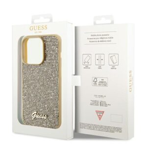 Guess GUHCP14LPMSDGSD Apple iPhone 14 Pro 6.1" gold kietas dėklas Disco Metal Script - Image 8