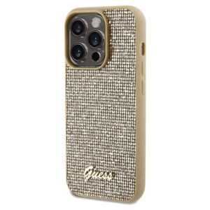 Guess GUHCP14LPMSDGSD Apple iPhone 14 Pro 6.1" gold kietas dėklas Disco Metal Script - Image 2
