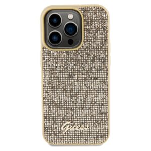 Guess GUHCP14LPMSDGSD Apple iPhone 14 Pro 6.1" gold kietas dėklas Disco Metal Script - Image 3