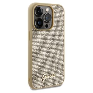 Guess GUHCP14LPMSDGSD Apple iPhone 14 Pro 6.1" gold kietas dėklas Disco Metal Script - Image 4