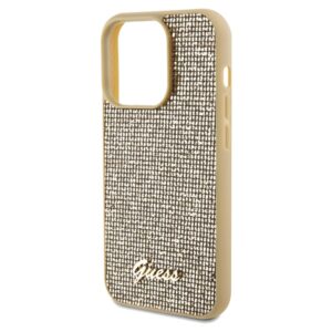 Guess GUHCP14LPMSDGSD Apple iPhone 14 Pro 6.1" gold kietas dėklas Disco Metal Script - Image 6