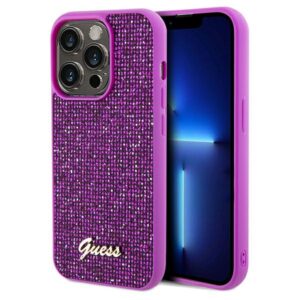 Guess GUHCP14LPMSDGSF Apple iPhone 14 Pro 6.1" fuschia kietas dėklas Disco Metal Script
