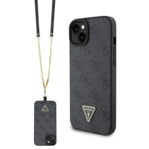 Guess GUHCP15SP4TDSCPK Apple iPhone 15 / 14 / 13 6.1" juodos spalvos kietas dėklas Crossbody 4G Metal Logo - Image 1