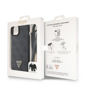 Guess GUHCP15SP4TDSCPK Apple iPhone 15 / 14 / 13 6.1" juodos spalvos kietas dėklas Crossbody 4G Metal Logo - Image 9