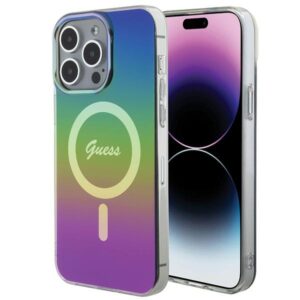 Guess GUHMP15XHITSK Apple iPhone 15 Pro Max 6.7" rainbow kietas dėklas IML Iridescent MagSafe