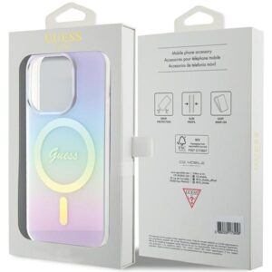 Guess GUHMP15LHITSU Apple iPhone 15 Pro 6.1" violetinės spalvos kietas dėklas IML Iridescent MagSafe - Image 8
