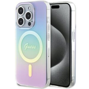 Guess GUHMP15XHITSU Apple iPhone 15 Pro Max 6.7" violetinės spalvos kietas dėklas IML Iridescent MagSafe - Image 1