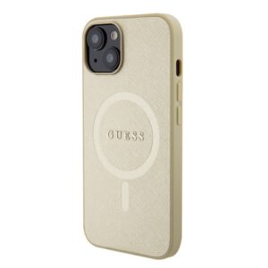 Guess GUHMP15MPSAHMCB Apple iPhone 15 Plus/ 14 Plus 6.7" gold kietas dėklas Saffiano MagSafe - Image 2