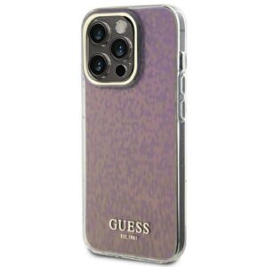 Guess GUHCP15LHDECMP Apple iPhone 15 Pro 6.1" rožinės spalvos kietas dėklas IML Faceted Mirror Disco Iridescent - Image 2