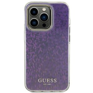 Guess GUHCP15XHDECMP Apple iPhone 15 Pro Max 6.7"rožinės spalvos kietas dėklas IML Faceted Mirror Disco Iridescent - Image 3