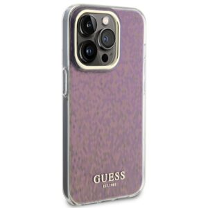 Guess GUHCP15XHDECMP Apple iPhone 15 Pro Max 6.7"rožinės spalvos kietas dėklas IML Faceted Mirror Disco Iridescent - Image 4