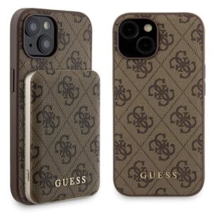 Zestaw Guess GUBPM5P15S4GEMGW Apple iPhone15 6.1" hardcase + Powerbank 5000mAh MagSafe rudos spalvos 4G Metal Logo