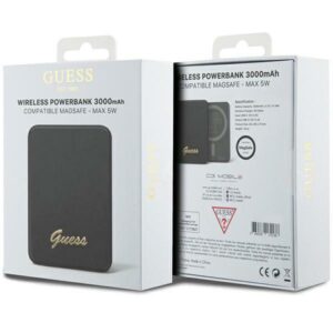 Guess Induction Powerbank 5W GUPBM3ALGSGK 3000mAh juodos spalvos MagSafe Metal Script Logo - Image 5