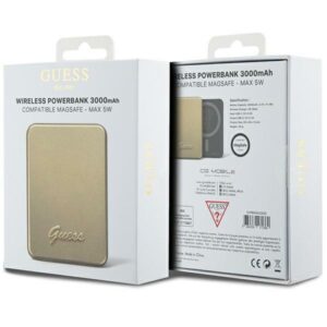 Guess Induction Powerbank 5W GUPBM3ALGSGD 3000mAh aukso spalvos MagSafe Metal Script Logo - Image 5