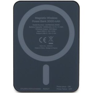 Guess Induction Powerbank 5W GUPBM3AL4DMK 3000mAh juodos spalvos MagSafe 4G Strassed Metal Logo - Image 3