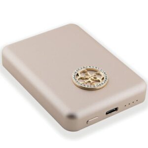 Guess Induction Powerbank 5W GUPBM3AL4DMD 3000mAh aukso spalvos MagSafe 4G Strassed Metal Logo - Image 4