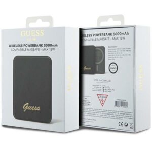 Guess Induction Powerbank 15W GUPBM5ALGSGK 5000mAh juodos spalvos MagSafe Metal Script Logo - Image 5