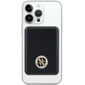 Guess Induction Powerbank 15W GUPBM5AL4DMK 5000mAh juodos spalvos MagSafe 4G Strassed Metal Logo - Image 2