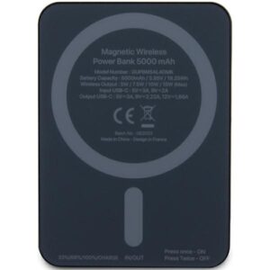 Guess Induction Powerbank 15W GUPBM5AL4DMK 5000mAh juodos spalvos MagSafe 4G Strassed Metal Logo - Image 3