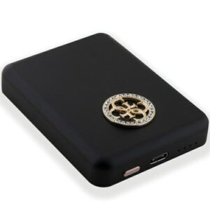 Guess Induction Powerbank 15W GUPBM5AL4DMK 5000mAh juodos spalvos MagSafe 4G Strassed Metal Logo - Image 4