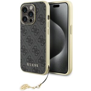 Guess GUHCP15LGF4GGR Apple iPhone 15 Pro 6.1" grey kietas dėklas 4G Charms Collection