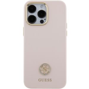 Guess GUHCP15XM4DGPP Apple iPhone 15 Pro Max 6.7" rožinės spalvos kietas dėklas Silicone Logo Strass 4G - Image 3