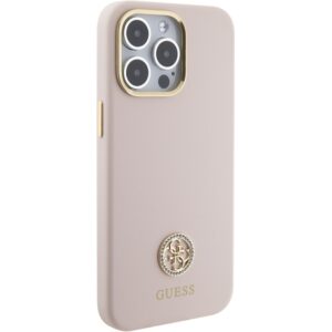 Guess GUHCP15XM4DGPP Apple iPhone 15 Pro Max 6.7" rožinės spalvos kietas dėklas Silicone Logo Strass 4G - Image 4