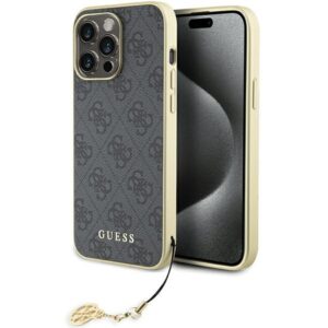 Guess GUHCP15XGF4GGR Apple iPhone 15 Pro Max 6.7" grey kietas dėklas 4G Charms Collection - Image 1