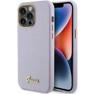 Guess GUHCP15LPGMCSL Apple iPhone 15 Pro 6.1" lilac kietas dėklas Glitter Glossy Script