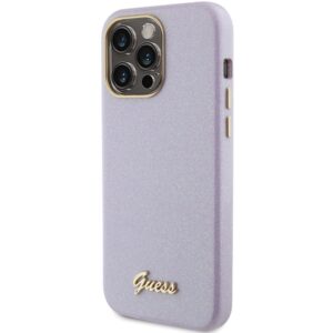 Guess GUHCP15LPGMCSL Apple iPhone 15 Pro 6.1" lilac kietas dėklas Glitter Glossy Script - Image 2