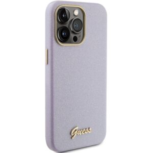 Guess GUHCP15LPGMCSL Apple iPhone 15 Pro 6.1" lilac kietas dėklas Glitter Glossy Script - Image 4