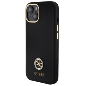 Guess GUHCP15SM4DGPK Apple iPhone 15 / 14 / 13 6.1"juodos spalvos kietas dėklas Silicone Logo Strass 4G - Image 2