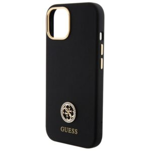 Guess GUHCP15SM4DGPK Apple iPhone 15 / 14 / 13 6.1"juodos spalvos kietas dėklas Silicone Logo Strass 4G - Image 6
