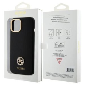 Guess GUHCP15SM4DGPK Apple iPhone 15 / 14 / 13 6.1"juodos spalvos kietas dėklas Silicone Logo Strass 4G - Image 8