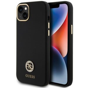 Guess GUHCP15M4DGPK Apple iPhone 15 Plus / 14 Plus 6.7" juodos spalvos kietas dėklas Silicone Logo Strass 4G