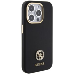 Guess GUHCP15LM4DGPK Apple iPhone 15 Pro 6.1" juodos spalvos kietas dėklas Silicone Logo Strass 4G - Image 4