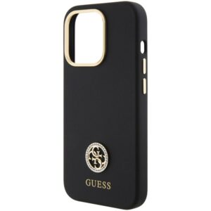 Guess GUHCP15LM4DGPK Apple iPhone 15 Pro 6.1" juodos spalvos kietas dėklas Silicone Logo Strass 4G - Image 6