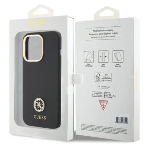 Guess GUHCP15LM4DGPK Apple iPhone 15 Pro 6.1" juodos spalvos kietas dėklas Silicone Logo Strass 4G - Image 8