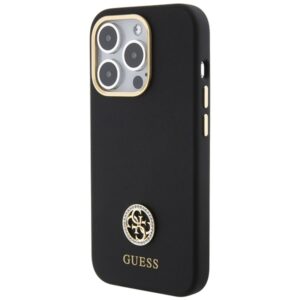 Guess GUHCP15XM4DGPK Apple iPhone 15 Pro Max 6.7" juodos spalvos kietas dėklas Silicone Logo Strass 4G - Image 2
