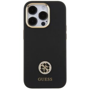Guess GUHCP15XM4DGPK Apple iPhone 15 Pro Max 6.7" juodos spalvos kietas dėklas Silicone Logo Strass 4G - Image 3