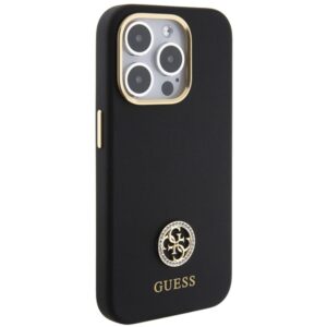 Guess GUHCP15XM4DGPK Apple iPhone 15 Pro Max 6.7" juodos spalvos kietas dėklas Silicone Logo Strass 4G - Image 4