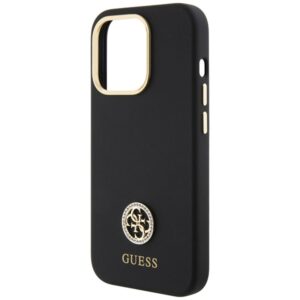 Guess GUHCP15XM4DGPK Apple iPhone 15 Pro Max 6.7" juodos spalvos kietas dėklas Silicone Logo Strass 4G - Image 6
