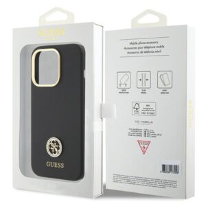 Guess GUHCP15XM4DGPK Apple iPhone 15 Pro Max 6.7" juodos spalvos kietas dėklas Silicone Logo Strass 4G - Image 8