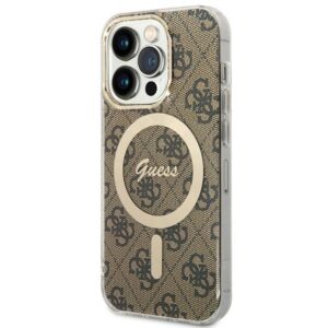 Guess GUHMP15LH4STW Apple iPhone 15 Pro 6.1" rudos spalvos kietas dėklas IML 4G MagSafe - Image 1